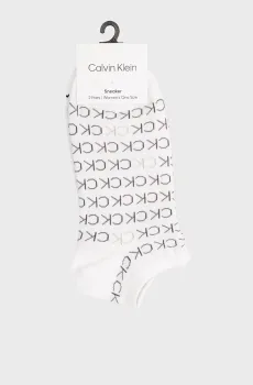 Женские белые носки (2 пары) CK WOMEN SNEAKER  ALL OVER LOGO Белый ONESIZE Calvin Klein 701218779