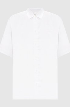 Белая рубашка с короткими рукавами из льна