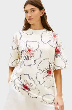 Женская белая футболка с узором FLOWER GRAPHIC Белый XS Tommy Hilfiger WW0WW48708