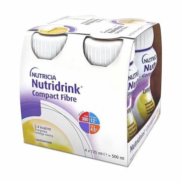 Специальное энтеральное питание Nutricia Nutridrink Compact Fibre с пищевыми волокнами со вкусом ванили, с 3 лет, 4*125 мл Специальное энтеральное питание Nutricia Nutridrink Compact Fibre с пищевыми волокнами со вкусом ванили, с 3 лет, 4*125 мл
