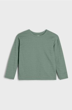 Футболка з фактурного трикотажу з довгим рукавом - світло-зелений
