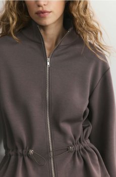 Reserved - Кофта на блискавці з модалу - коричневий - 793HS-88X