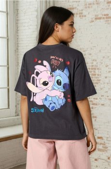 Бавовняна футболка з коротким рукавом Lilo & Stitch - середньо-сірий