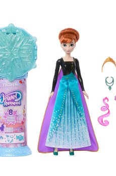 Детский игровой набор-сюрприз Disney Frozen Сияние самоцветов, с куклой Анны, от 4 лет, 8 сюрпризов (JJY37)