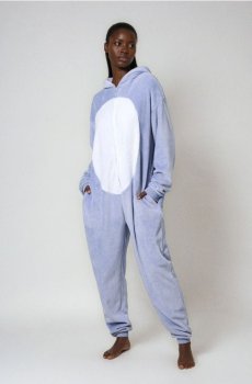 Флісова піжама onesie з капюшоном і 3D вушками Stitch - блакитний