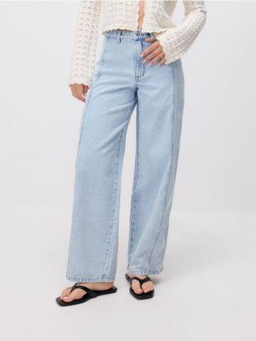 Reserved - Джинси wide leg з прошиванням - синій - YR246-05J Reserved - Джинси wide leg з прошиванням - синій - YR246-05J