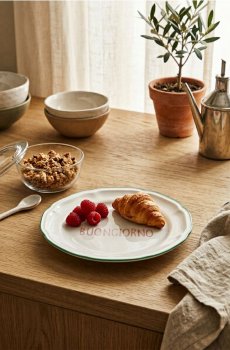 Керамічна тарілка з написом Buongiorno - блідо-зелений