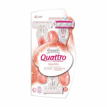 Одноразовые бритвы женские Wilkinson Sword Quattro for Women Sparkle, 3 шт Одноразовые бритвы женские Wilkinson Sword Quattro for Women Sparkle, 3 шт