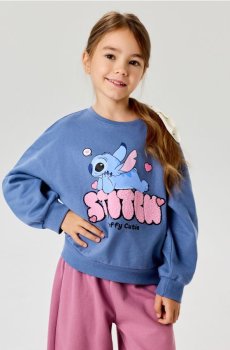 Світшот із круглим вирізом і принтом Stitch - гіацинтовий