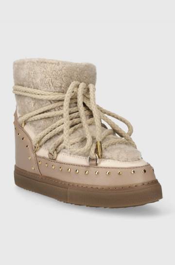 Кожаные сапоги Inuikii Curly Rock Wedge цвет бежевый 75103-076 Кожаные сапоги Inuikii Curly Rock Wedge цвет бежевый 75103-076