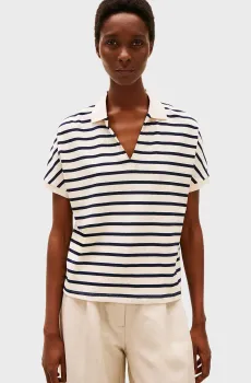 Женское белое поло в полоску OPEN-NK RELAXED Белый XS Tommy Hilfiger WW0WW44512