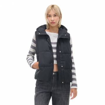 Cropp - Стеганий жилет з капюшоном - чорний Cropp - Стеганий жилет з капюшоном - чорний
