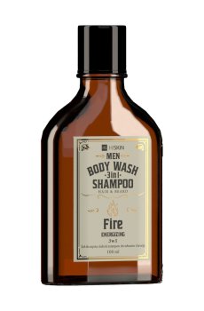 Мужской гель-шампунь для мытья тела, волос и бороды HiSkin Fire Men Body Wash Gel And Shampoo, 100 мл