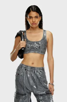 Женский серый джинсовый топ DE-TOPPY-S Серый S Diesel A13448 0PGAC