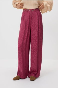 Reserved - Віскозні штани з візерунком - фуксія - 775JC-43X