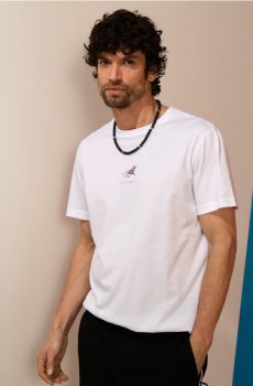 Бавовняна футболка з принтом - білий