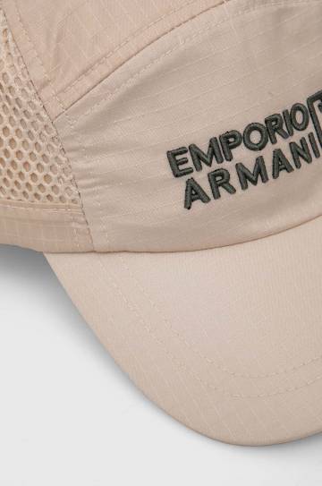 Детская кепка Emporio Armani цвет бежевый с аппликацией