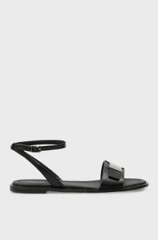 Женские черные кожаные сандалии FLAT Черный 36 Calvin Klein HW0HW02367
