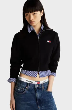 Женский черный кардиган TJW CRP BADGE ZIP THRU Черный S Tommy Jeans DW0DW19886