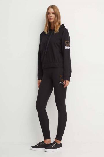 Кофта лаунж Moschino Underwear цвет чёрный с капюшоном с аппликацией A17024424 Кофта лаунж Moschino Underwear цвет чёрный с капюшоном с аппликацией A17024424