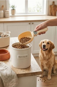 Електрична мірна ложка для корму з вбудованими вагами - кремовий