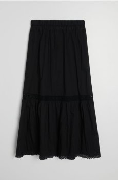 Бавовняна міні спідниця з мереживними елементами - чорний