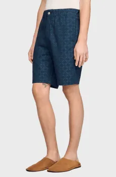 Мужские темно-синие шорты с узором Синий L Sandro SHPBE00121_Navy Blue