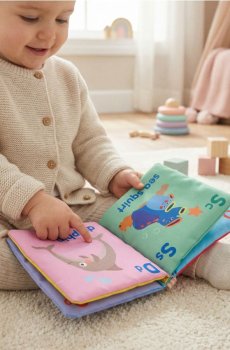 Тканинна Книжка для Дітей з Прорізувачем - різнобарвний
