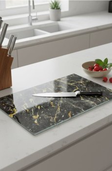 Обробна дошка з мармуровим візерунком - чорний