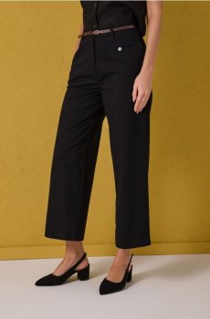 Штани wide leg з поясом - чорний