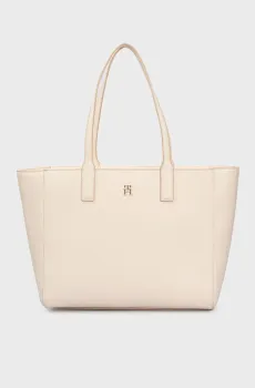 Женская белая сумка TH SOFT LOGO TOTE Белый ONESIZE Tommy Hilfiger AW0AW16905