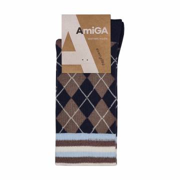 Женские носки AmiGA ромбы, кофе, размер 23-25 Женские носки AmiGA ромбы, кофе, размер 23-25