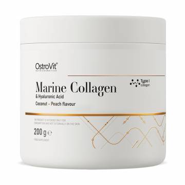 Морской коллаген с гиалуроновой кислотой OstroVit Marine Collagen + Hyaluronic Acid со вкусом кокоса и персика, в порошке, 200 г Морской коллаген с гиалуроновой кислотой OstroVit Marine Collagen + Hyaluronic Acid со вкусом кокоса и персика, в порошке, 200 г