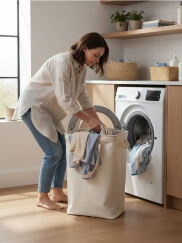 Кошик для білизни - нюдовий