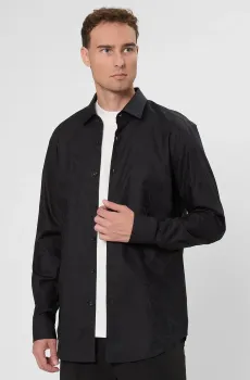 Мужская черная рубашка с узором Черный 42 HUGO 50500965;002