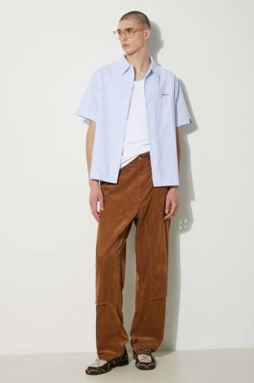 Хлопковая рубашка ICECREAM Diner Striped Shirt мужская regular классический воротник IC24220 Хлопковая рубашка ICECREAM Diner Striped Shirt мужская regular классический воротник IC24220