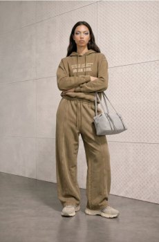 Кофта hoodie з написом і ефектом прання - хакі