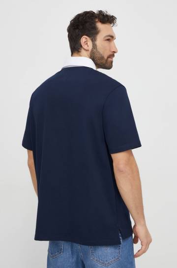Хлопковое поло Tommy Jeans цвет синий однотонный Хлопковое поло Tommy Jeans цвет синий однотонный
