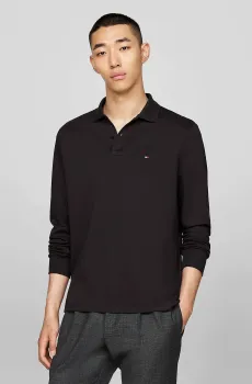 Мужское черное поло L/S LIQUID COTTON REG POLO Черный S Tommy Hilfiger MW0MW37317