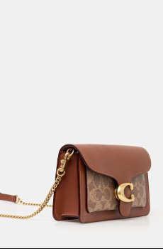 Кожаная сумочка Coach Tabby Chain Clutch In Signature Canvas