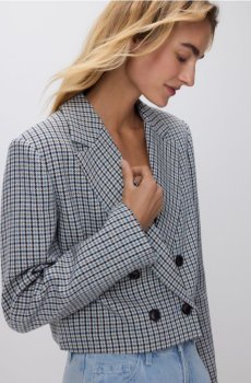 Reserved - Укорочений блейзер із візерунком «гусяча лапка» - різнобарвний - 150IS-MLC