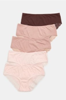 Бавовняні хіпстер трусики з мереживом 5 упаковок - різнобарвний