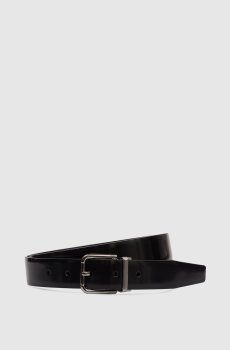 Черный кожаный глянцевый ремень