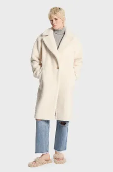 Женская белая шуба OVERSIZED TEDDY SHEARLING COAT Белый S Michael Kors 77B1384M52