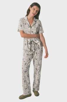 Женская светло-серая пижама с узором (рубашка, брюки) Серый L womensecret 3793064