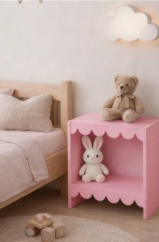 Полиця з хвилястим оздобленням - пастельний рожевий