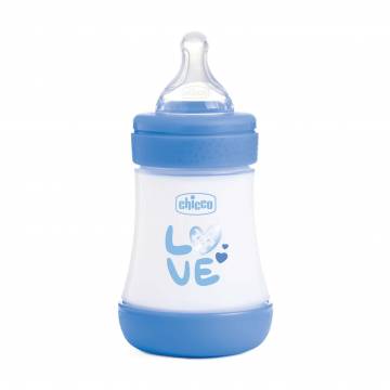 Бутылочка для кормления Chicco Perfect 5 Love пластиковая, с силиконовой соской, с рождения, синяя, 150 мл (20211.21.40) Бутылочка для кормления Chicco Perfect 5 Love пластиковая, с силиконовой соской, с рождения, синяя, 150 мл (20211.21.40)