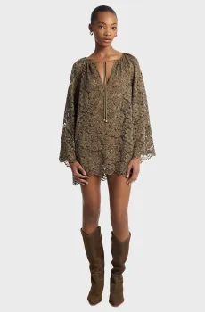 Женское оливковое платье LACE V NECK Оливковый M Michael Kors MS580R0GTA