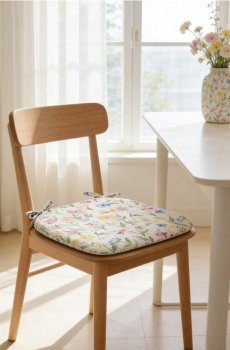 Подушка на стілець з квітковим мотивом - блакитний