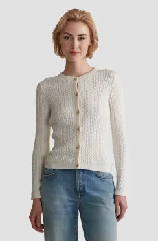 Женский белый кардиган MINI CABLE KNIT Белый XS Gant 4805271
